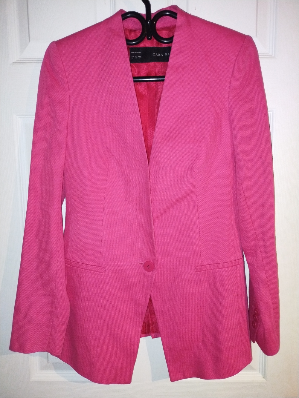 Zara Hot Pink Single-Button Tailored Blazer